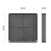 Vypínač EMOS GoSmart IP-2004ZB, ZigBee 3.0, 4-tlačítkový (H5016), šedý