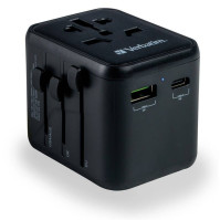 Cestovní adaptér Verbatim UTA-02 s 1 x USB-C PD 20W / 1 x USB-A QC 3.0 (49544) černý