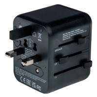 Cestovní adaptér Verbatim UTA-02 s 1 x USB-C PD 20W / 1 x USB-A QC 3.0 (49544) černý