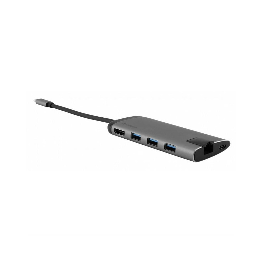 USB Hub Verbatim USB-C/3xUSB 3.0, HDMI, SD, MicroSD, RJ45 (49142), šedý