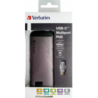 USB Hub Verbatim USB-C/3xUSB 3.0, HDMI, SD, MicroSD, RJ45 (49142), šedý