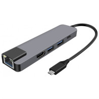 USB Hub WG USB-C/HDMI, RJ45, 2x USB 3.0, USB-C (8554), stříbrný