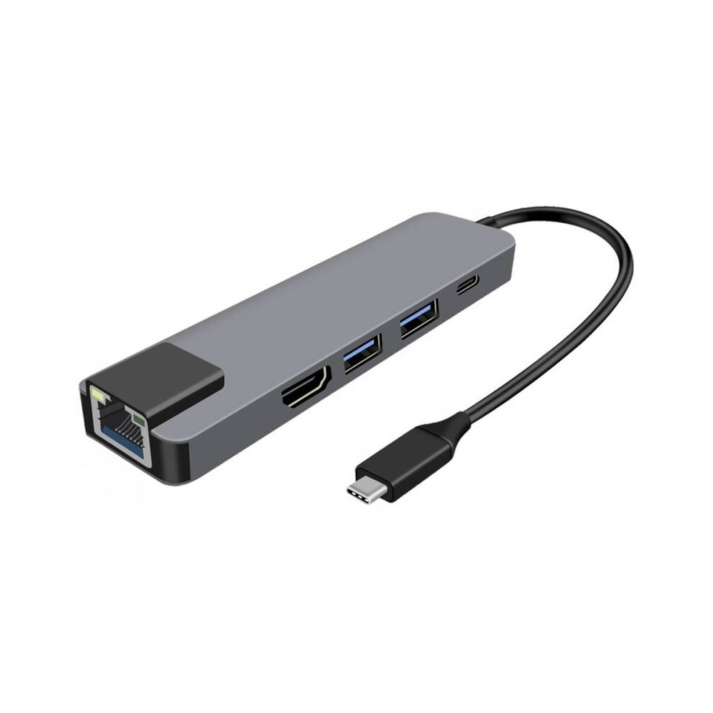 USB Hub WG USB-C/HDMI, RJ45, 2x USB 3.0, USB-C (8554), stříbrný