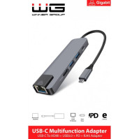 USB Hub WG USB-C/HDMI, RJ45, 2x USB 3.0, USB-C (8554), stříbrný