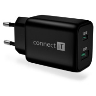 Nabíječka do sítě Connect IT Wanderer2 GaN, 1× USB-C + 1x USB-A, 33W PD (CWC-2080-BK), černá