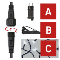 EMOS Základní sada pro spojovací řetězy Standard, 10 m, venkovní, studená bílá, časovač