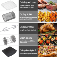 Horkovzdušná fritéza TESLA AirCook & Grill QG800 WiFi, 12 l, 1800 W, 8 programu