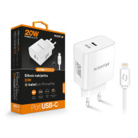 Nabíječka do sítě Aligator Power Delivery 20W, USB-C + kabel pro Apple, bílá