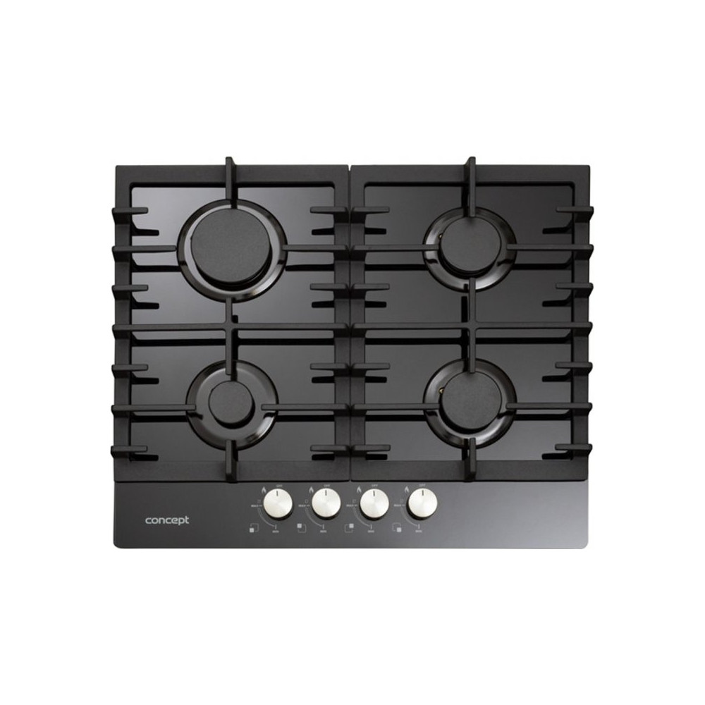 Plynová varná deska Concept PDV7060 BLACK, 4 plotny, 59 cm, černá