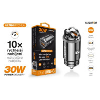Chytrá mini nabíječka do auta ALIGATOR Power Delivery 30W, USB-C + USB-A (CHPD0006)