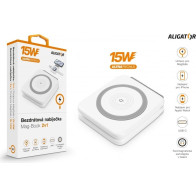 Bezdrátová nabíječka Aligator AMS02WT Mag-Book 2v1 15W